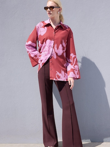 Touché Privé Blouse 'Patterned Satin Shirt' in Pink