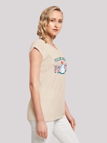 T-shirt 'Feelin Kinda Frosty Snowman' F4NT4STIC en beige
