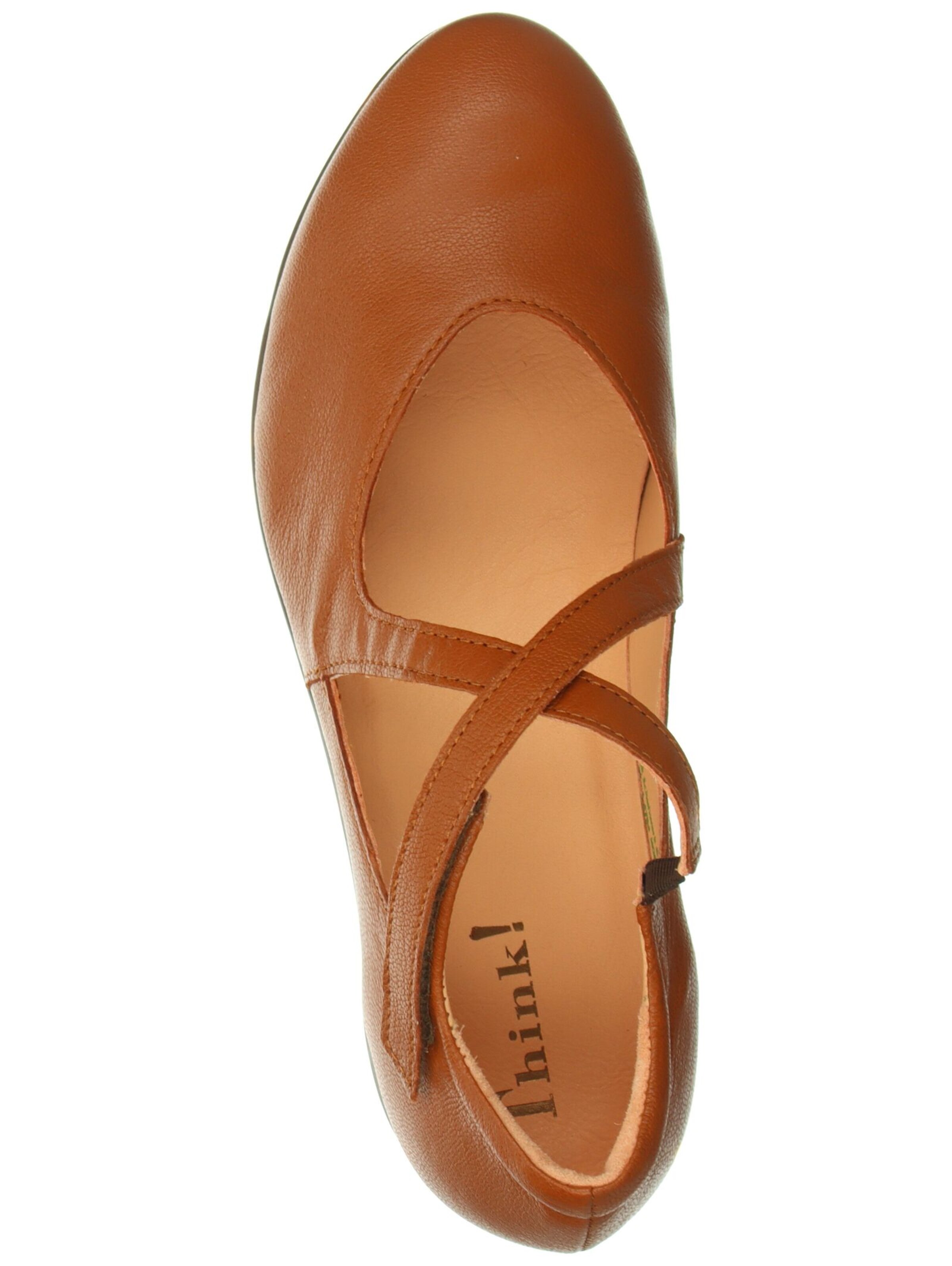 THINK! Ballet Flats with Strap in Brown