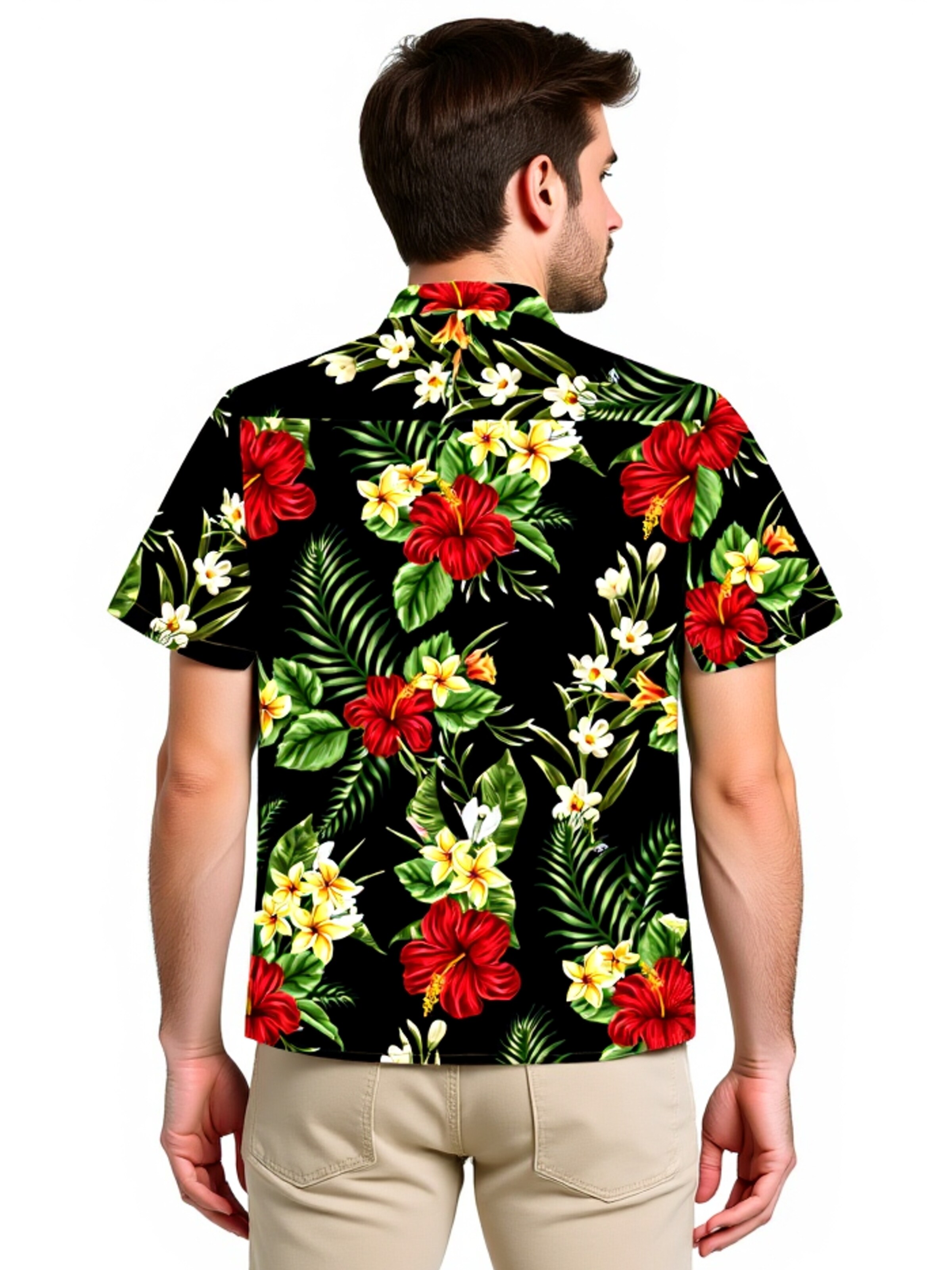 Hawaiihemdshop.de - Ajuste regular Camisa 'Colourful Flowers' en negro