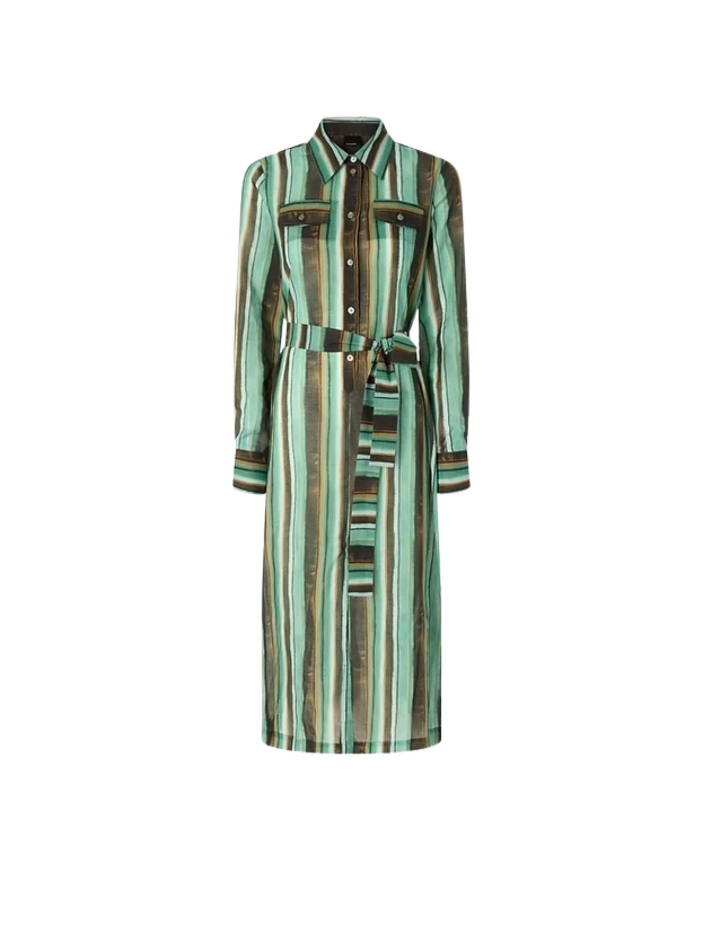 PINKO Dress 'PINKO CASTIGNANO ABITO MUSSOLA STAMPA RIGA PENNELLATA ABITO' in Green: front