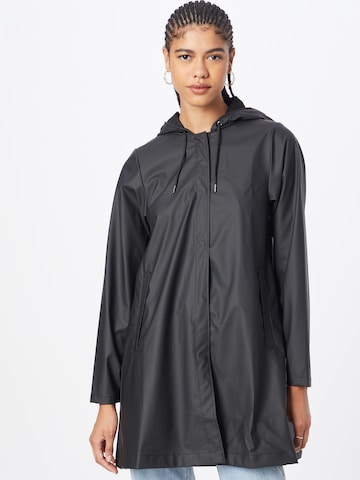 RAINS Between-Seasons Coat in Black: front