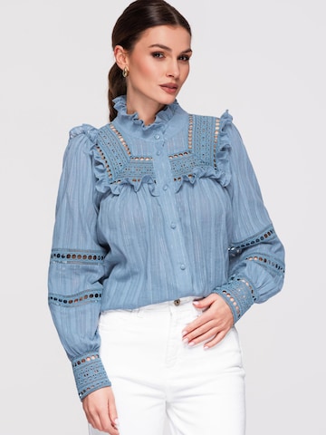 Camicia da donna di Ombre in blu: frontale