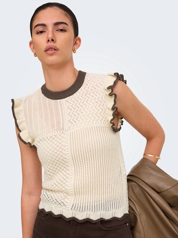 JDY Knitted Top 'JDYVIOLET' in Beige