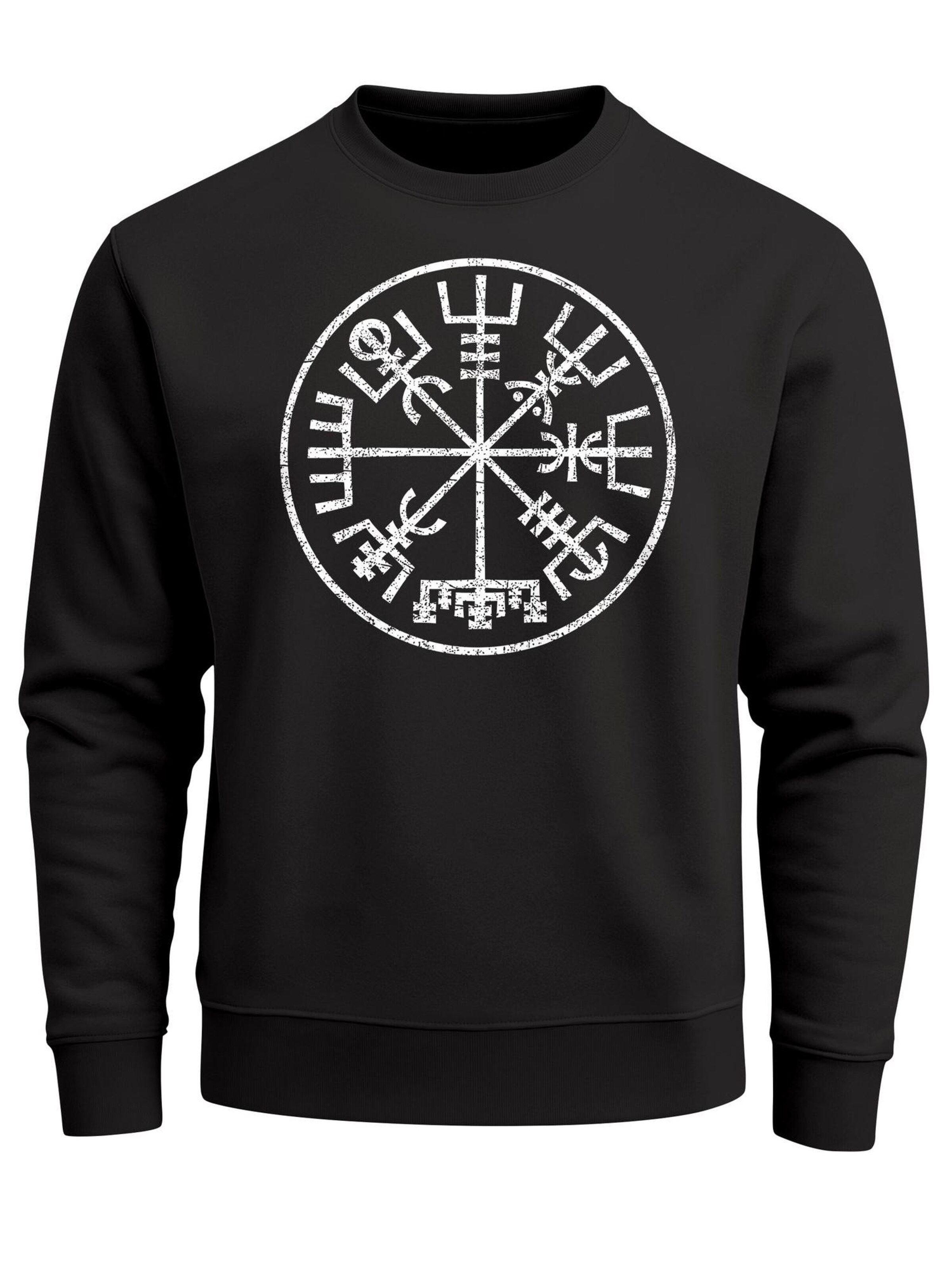 Neverless Sweatshirt 'Vegvisir 1'‌‌‌‌‌‌‌‌‌‌ in Schwarz: Vorderseite
