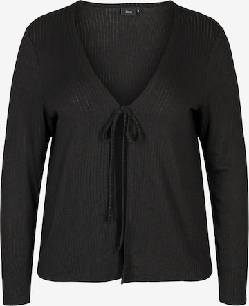 Zizzi Knit Cardigan in Black: front