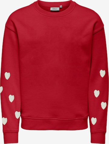ONLY GIRLS Sweater 'Marisa Teddy Heart' in Red: front