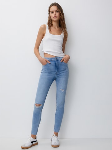 Pull&Bear Skinny Fit Дънки в синьо