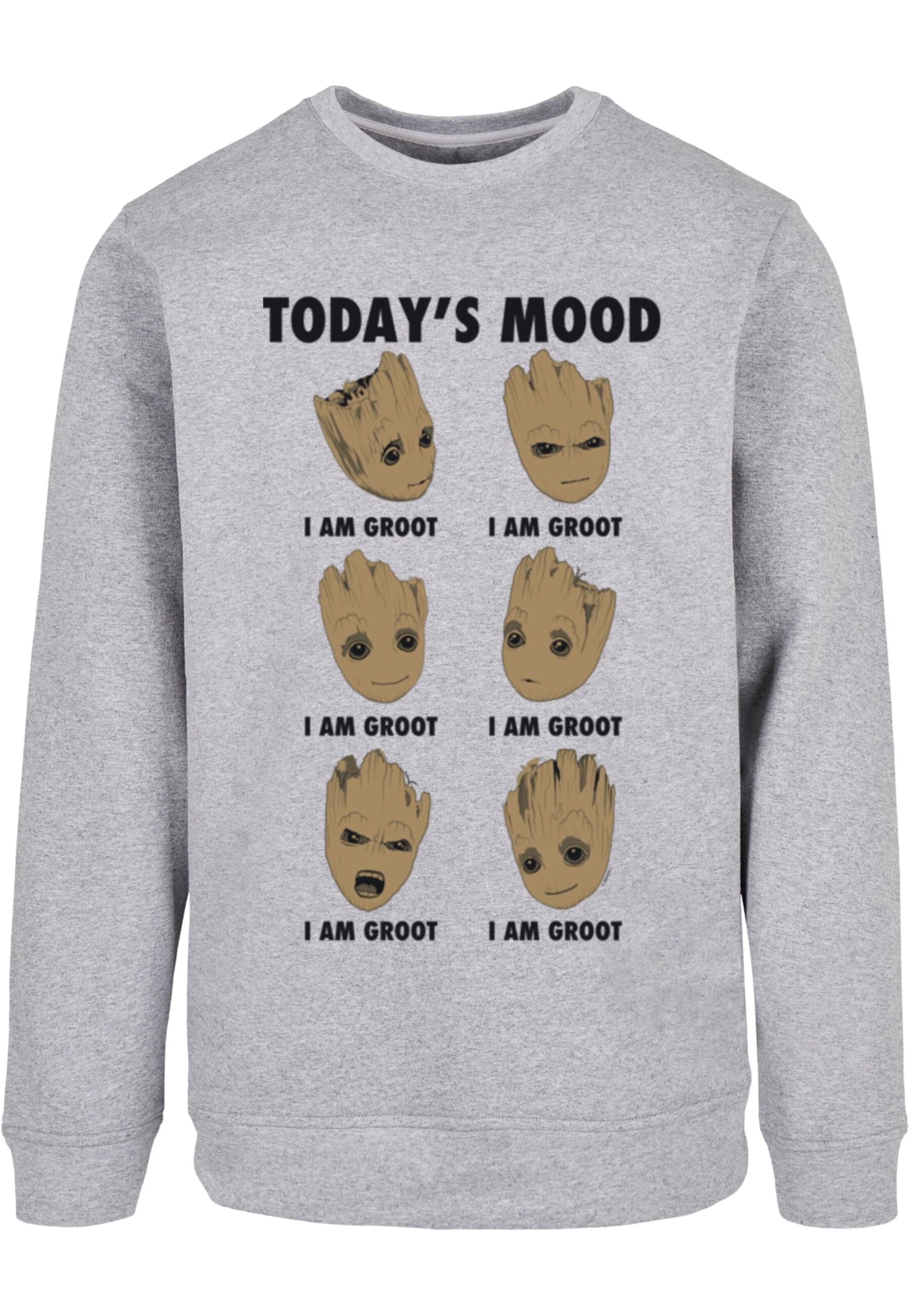 ABSOLUTE CULT Sweatshirt 'Guardians Of The Galaxy Vol 2 - Groot Todays Mood' in Grijs: voorkant