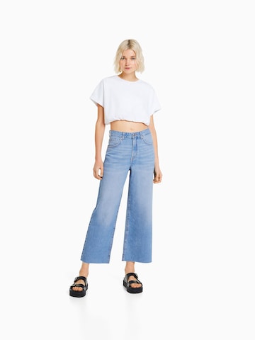 Bershka Wide leg Jeans in Blauw