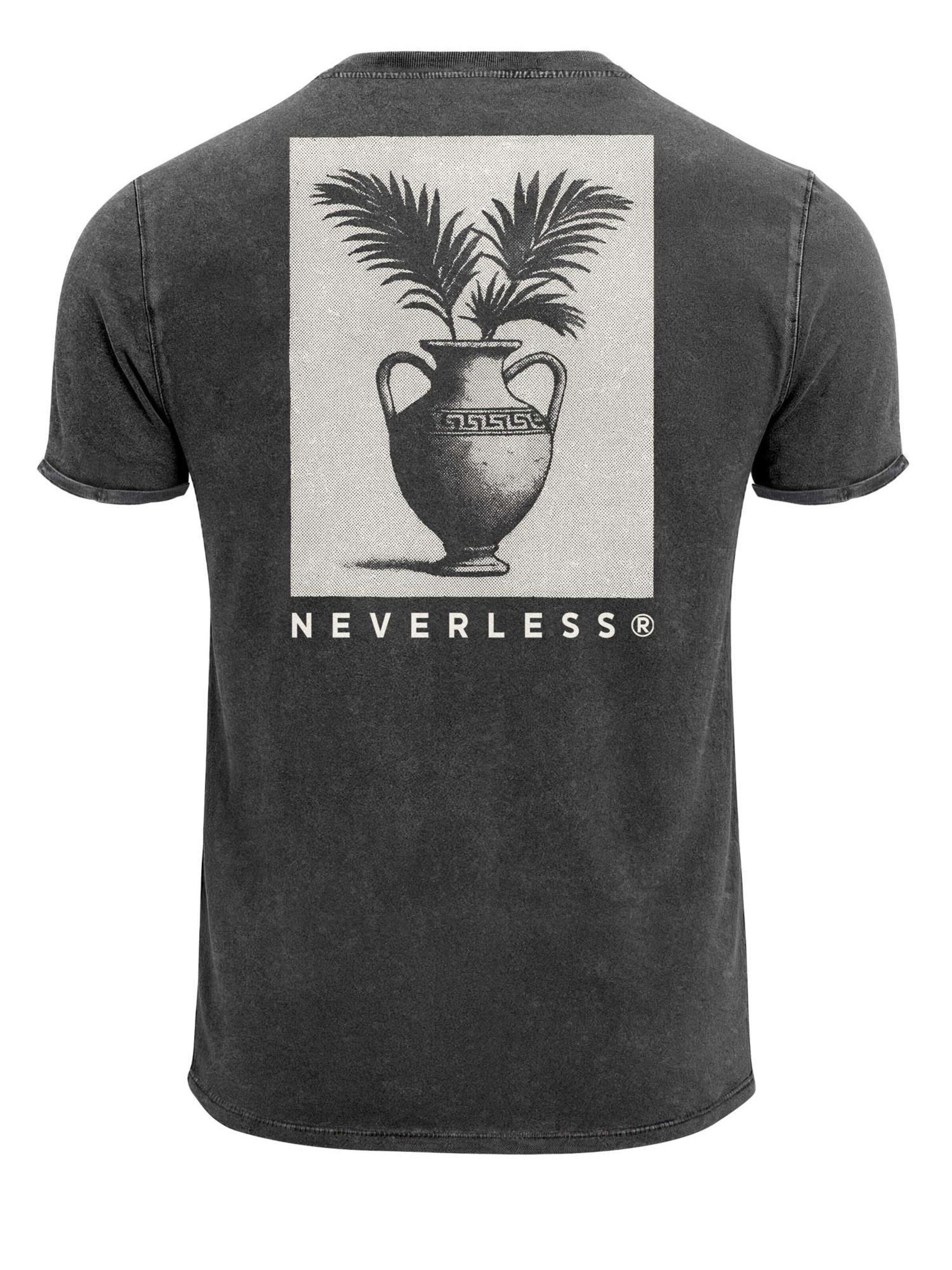 Neverless Shirt 'Greek Vase Palms' in Black