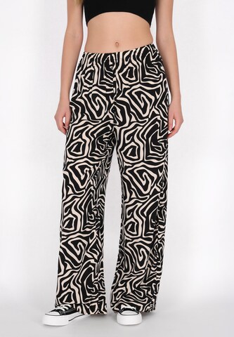 myMo ROCKS Wide leg Trousers in Black: front