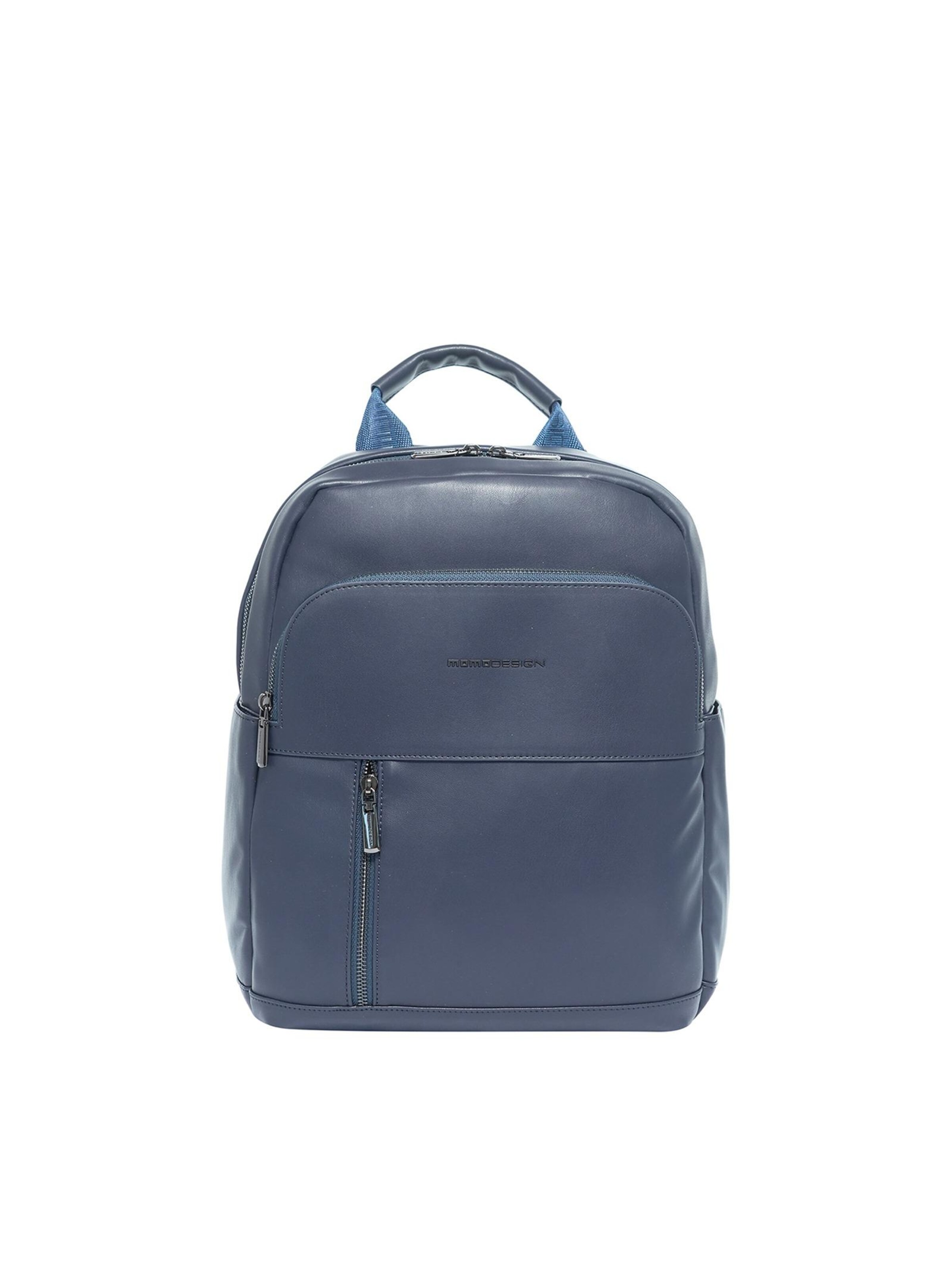 Zaino 'Zaino Uomo Ecopelle con Tasche Zip - Momo Design 21x30 cm' di Momo Design in blu: frontale