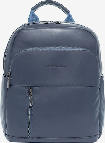 Zaino 'Zaino Uomo Ecopelle con Tasche Zip - Momo Design 21x30 cm' di Momo Design in blu: frontale