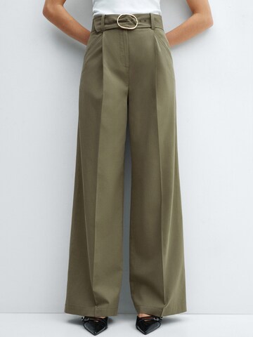 MANGO Wide leg Pleated Pants 'Angie' in Green: front