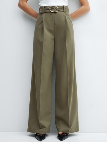 MANGO Wide leg Pantalon 'Angie' in Groen: voorkant