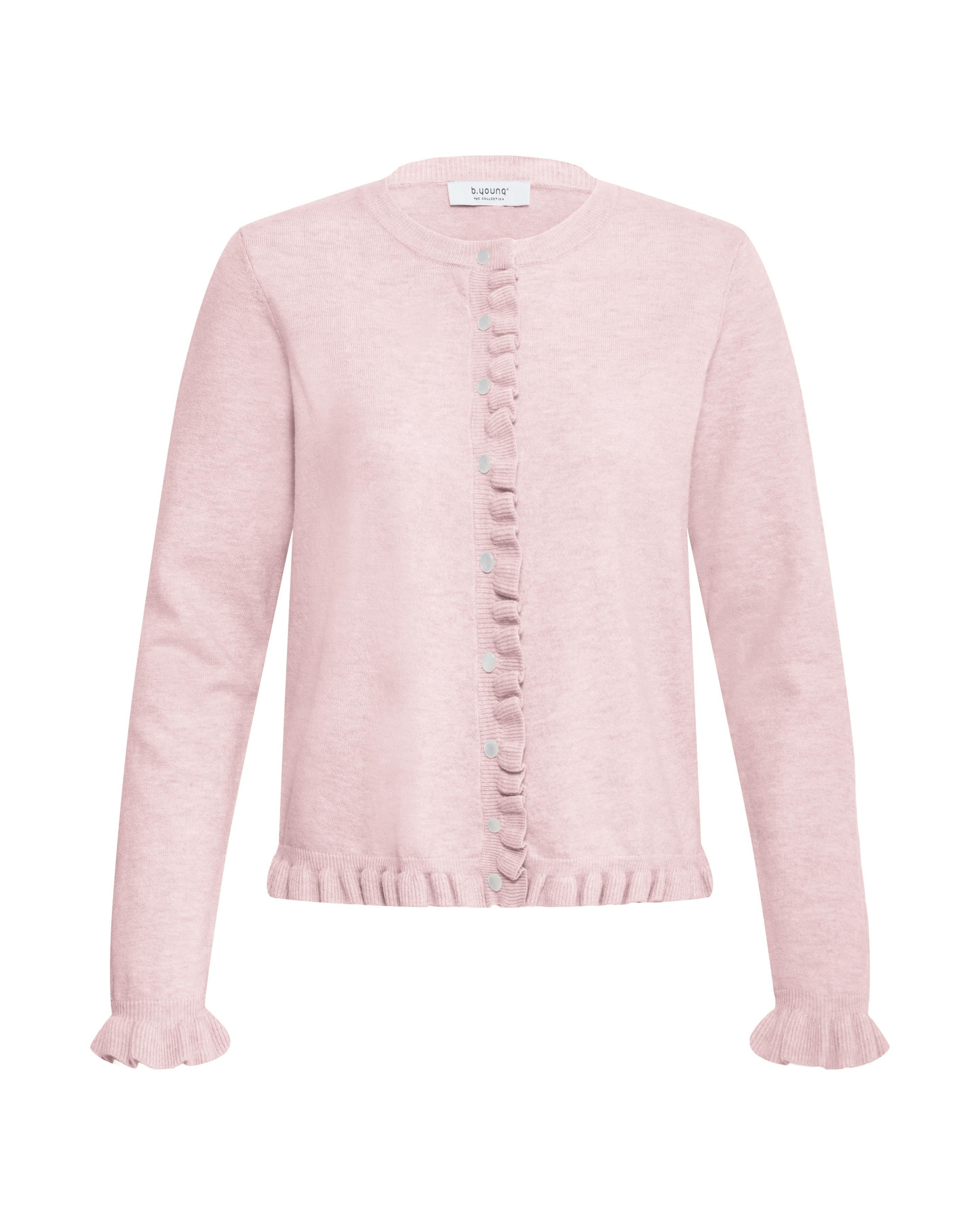 b.young Strickjacke 'MARSINE FRILL' in Pink: Vorderseite
