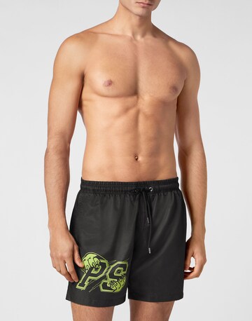 Shorts de bain Plein Sport en noir : devant