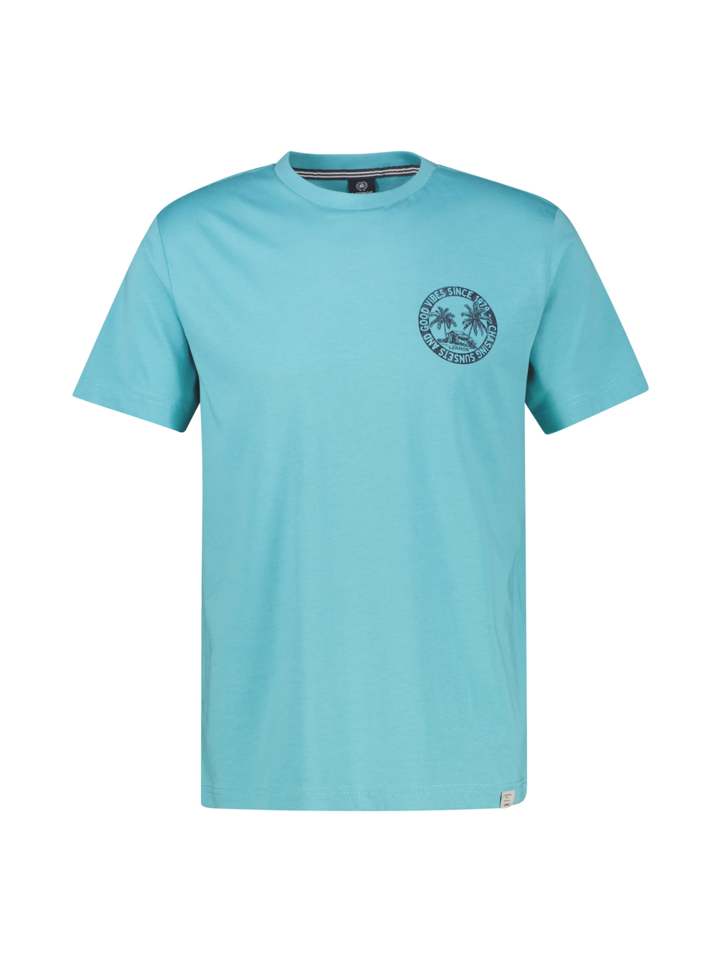LERROS Lässiges, unifarbenes T-Shirt aus reiner Baumwolle mit Print in Blau: Vorderseite