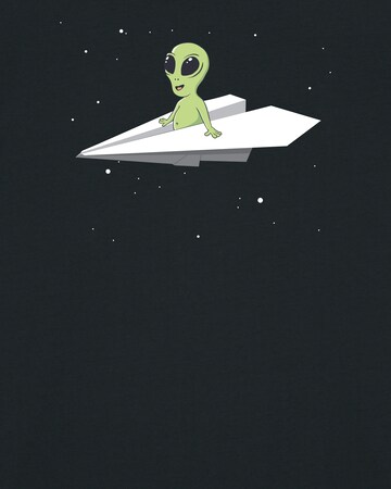 T-Shirt 'Alien on a paper plane' Watapparel en noir