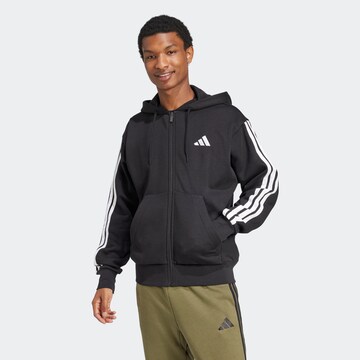 ADIDAS SPORTSWEAR Athletic Zip-Up Hoodie in Black