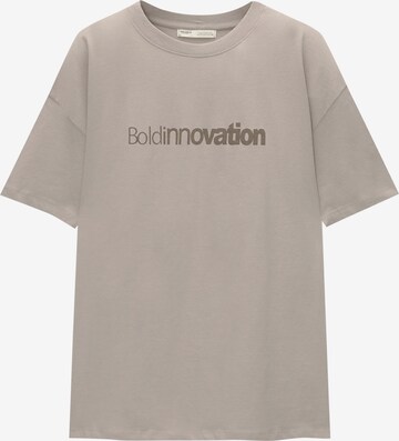 Pull&Bear Тениска в сиво: отпред