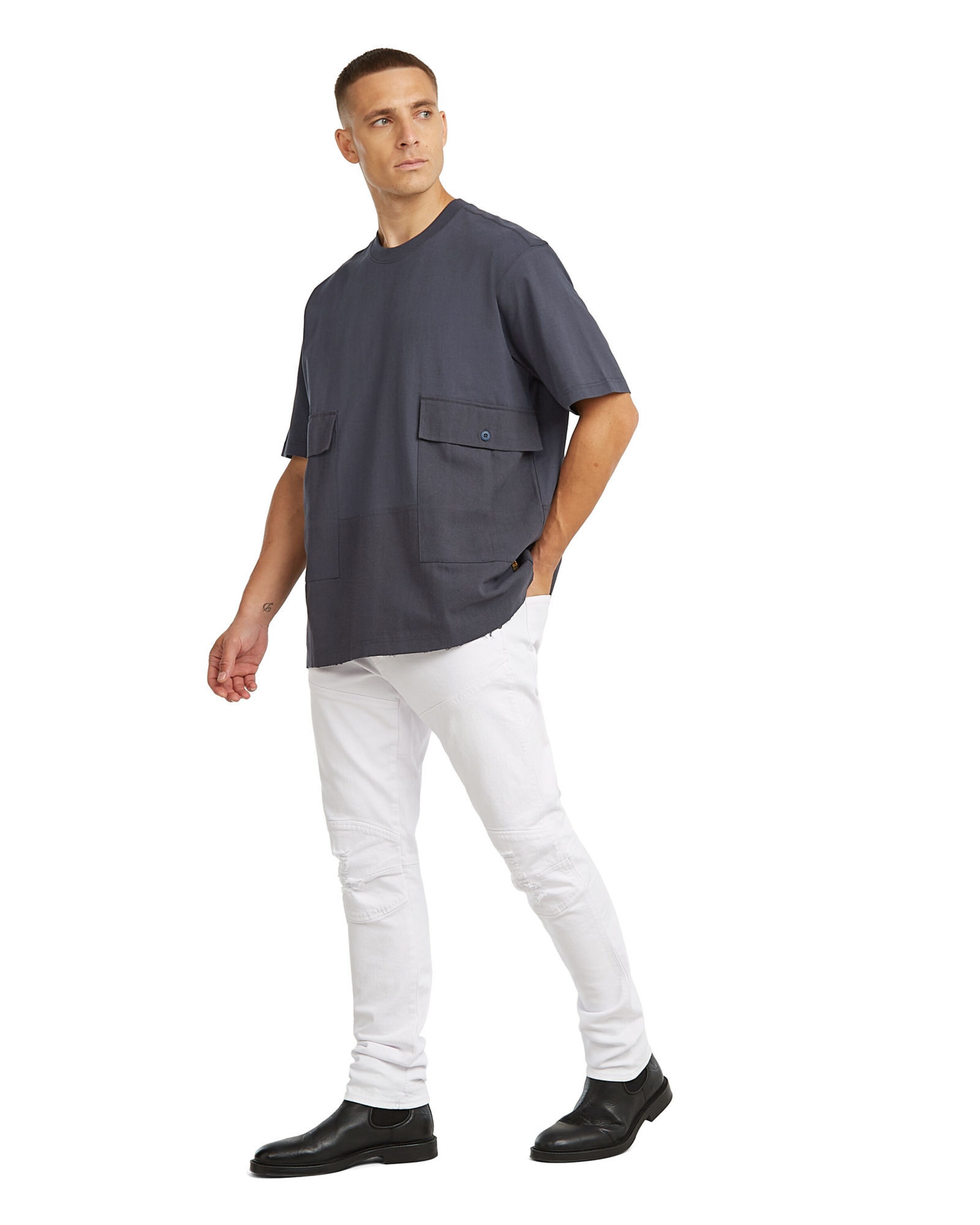 G-STAR Shirt 'Utility Fabric Mix T-Shirt' in Grijs