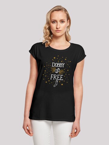 F4NT4STIC Shirt 'Harry Potter Dobby Is Free' in Zwart: voorkant