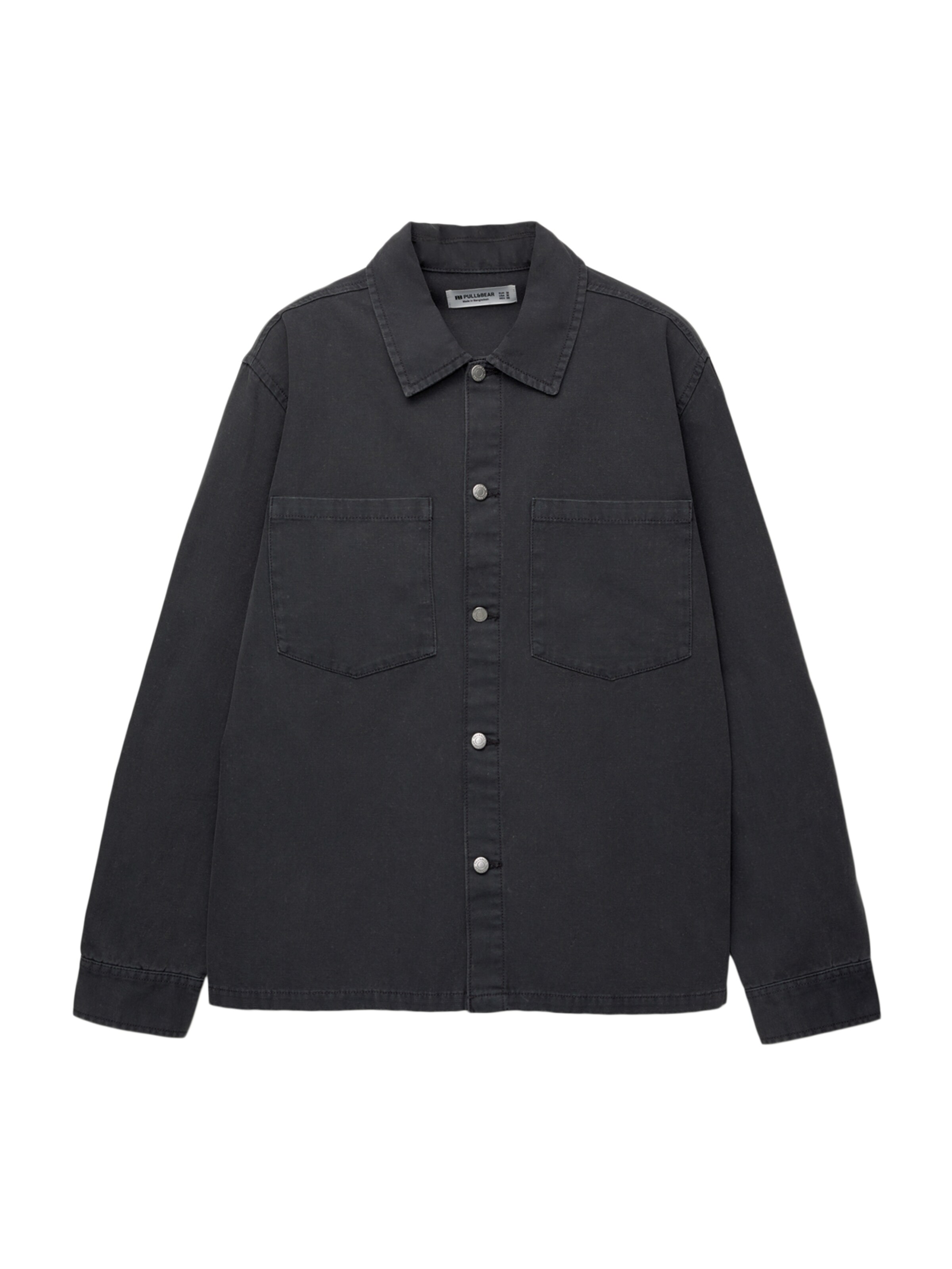 Pull&Bear Comfort fit Overhemd in Zwart: voorkant