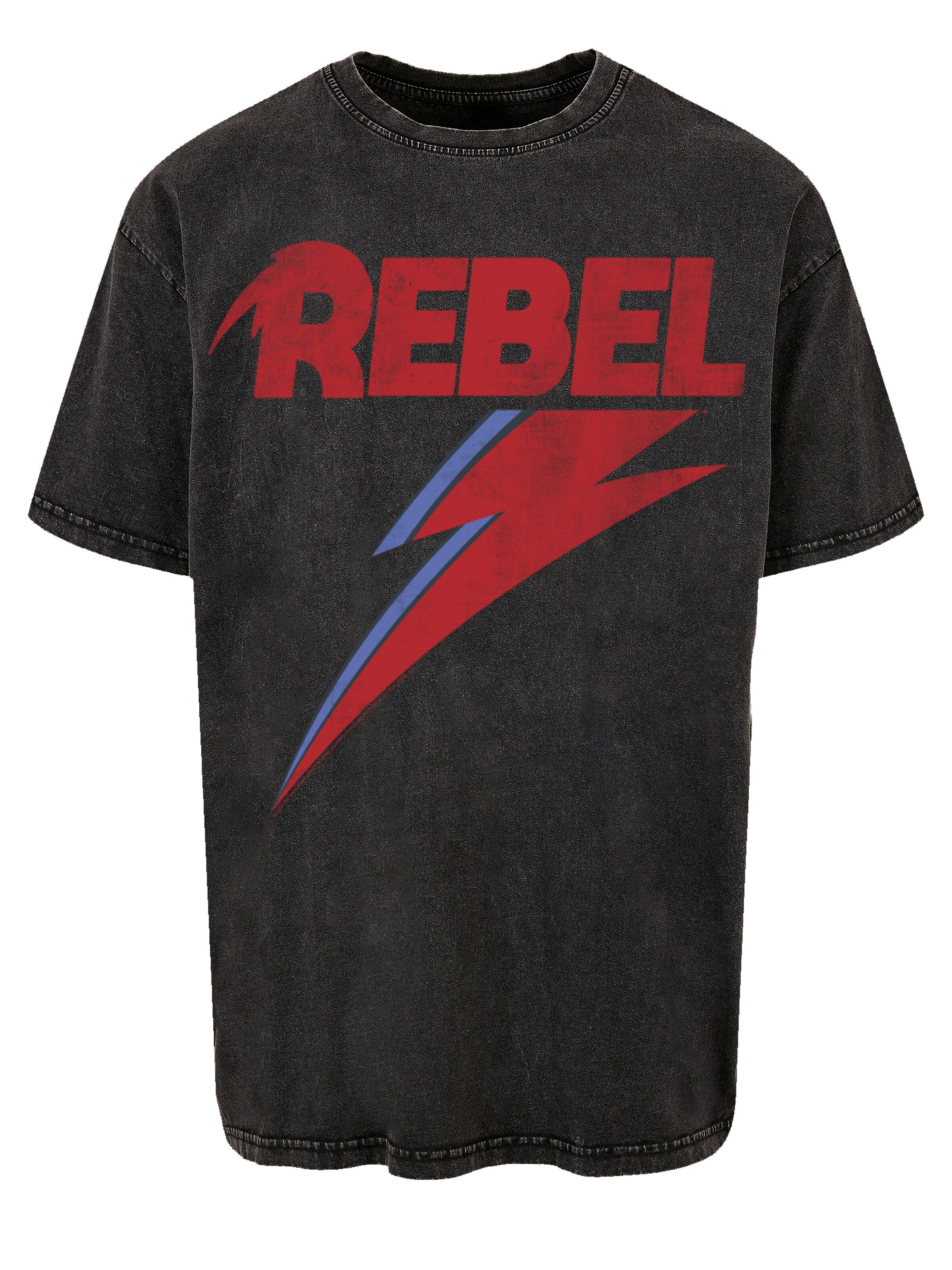 F4NT4STIC Shirt 'David Bowie Distressed Rebel' in Zwart: voorkant
