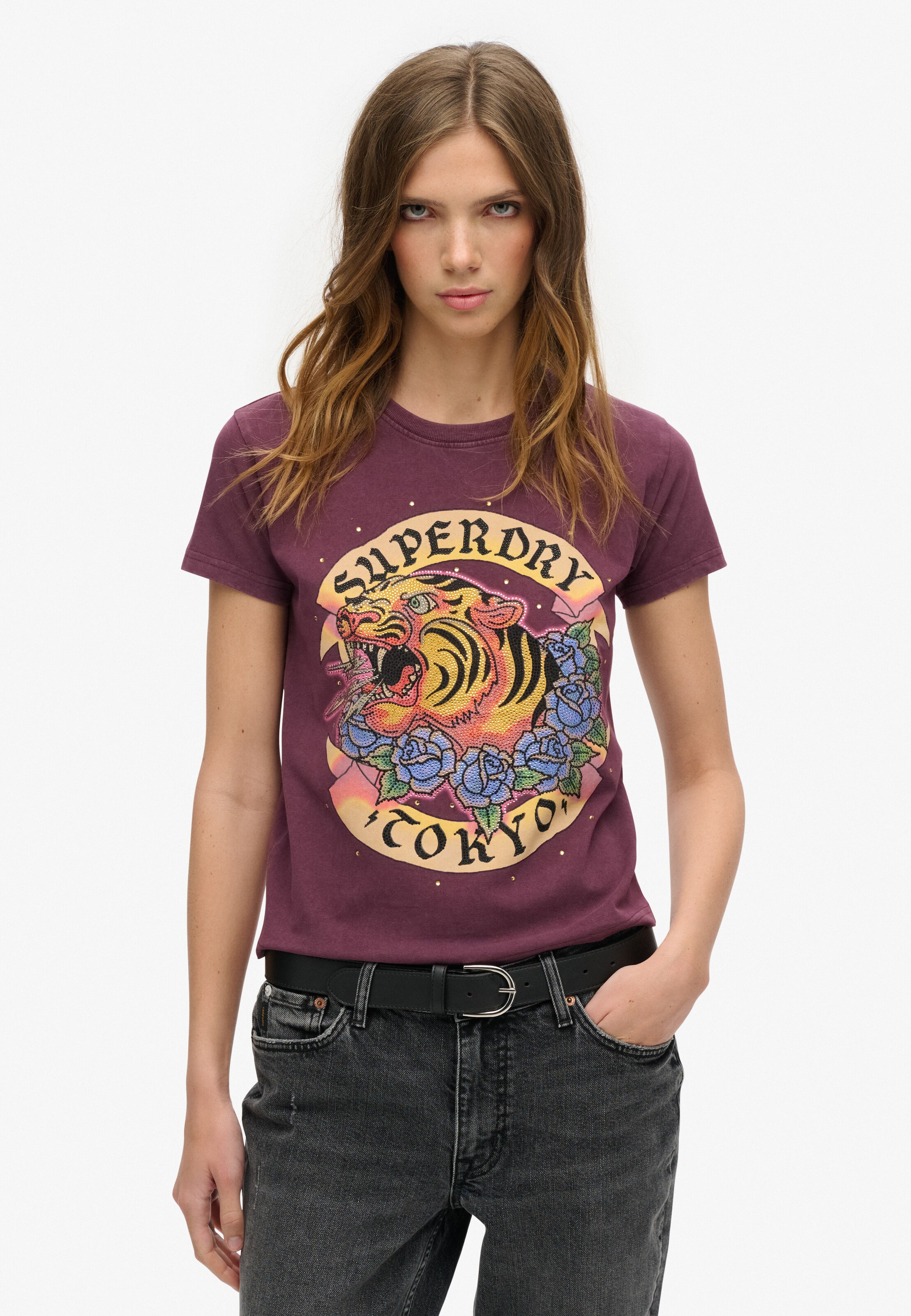 T-shirt Superdry & Co en violet : devant