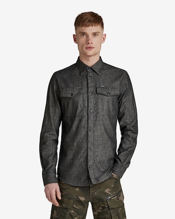 G-Star RAW Slim fit Button Up Shirt in Black: front