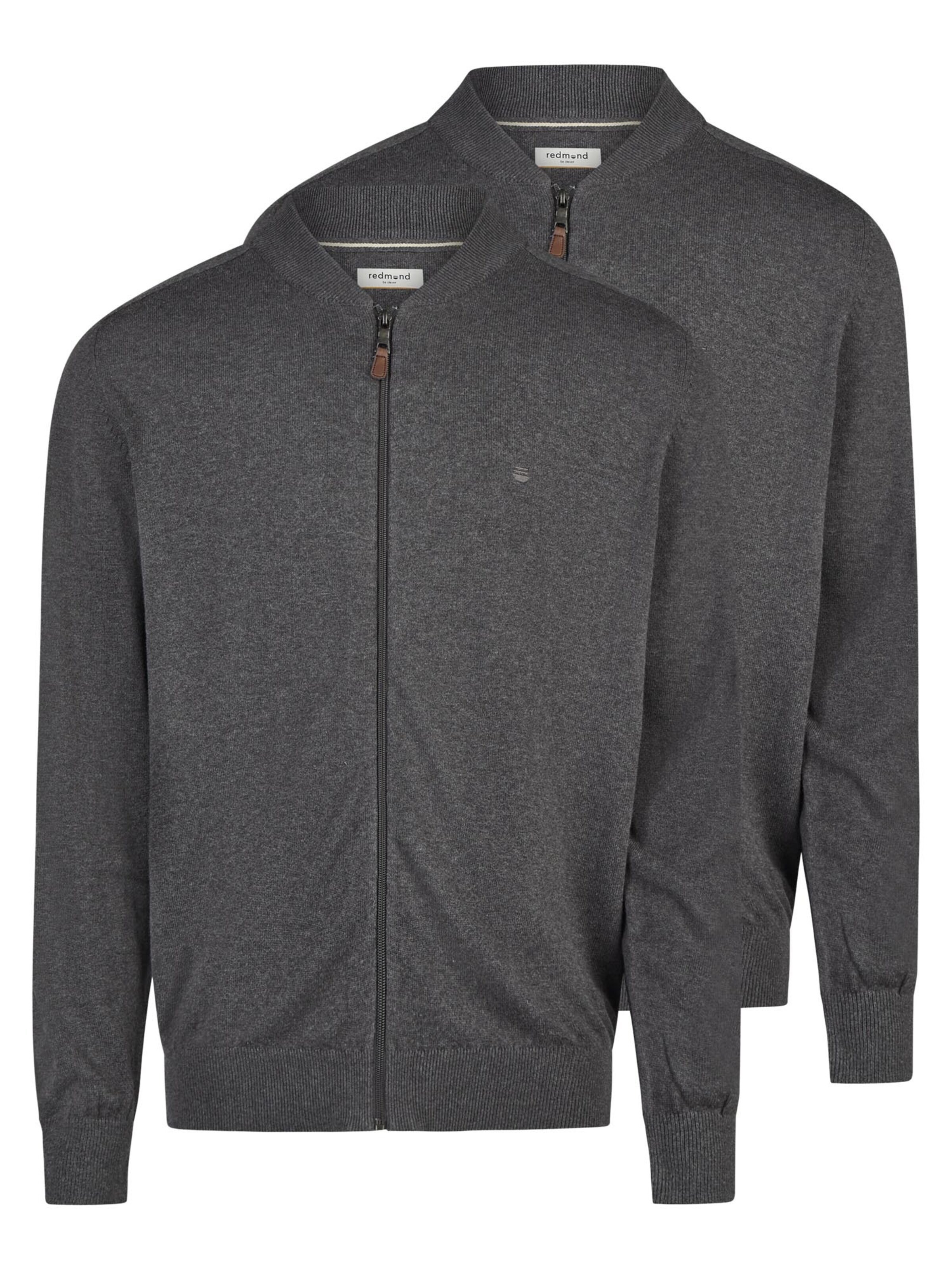 redmond Strickjacke 'Basic'‌‌‌‌‌‌‌ in Grau: Vorderseite
