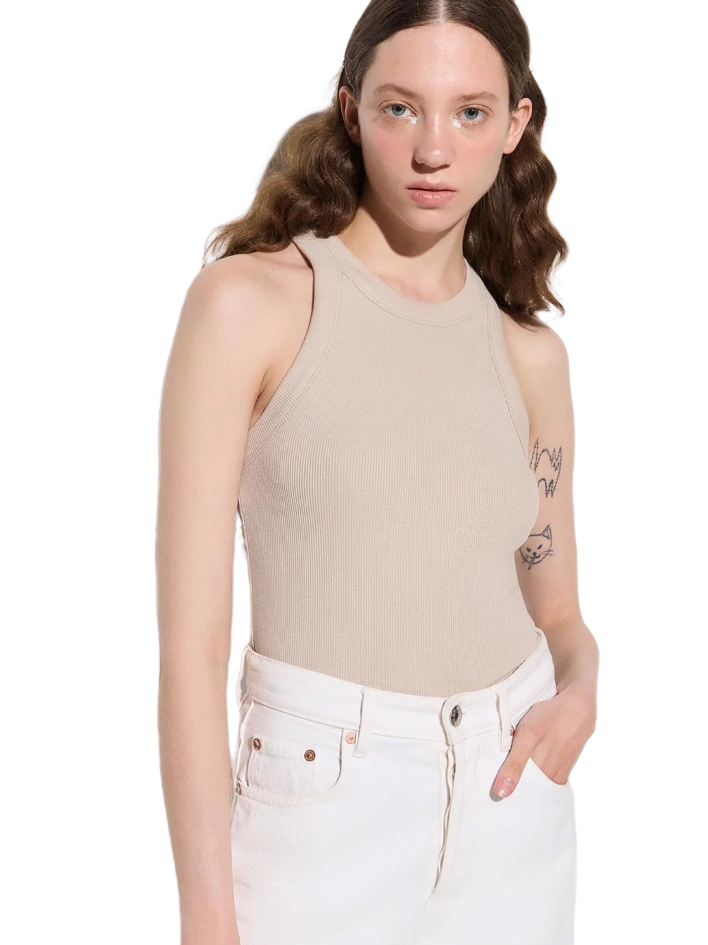 No Matter What Top in Beige: voorkant