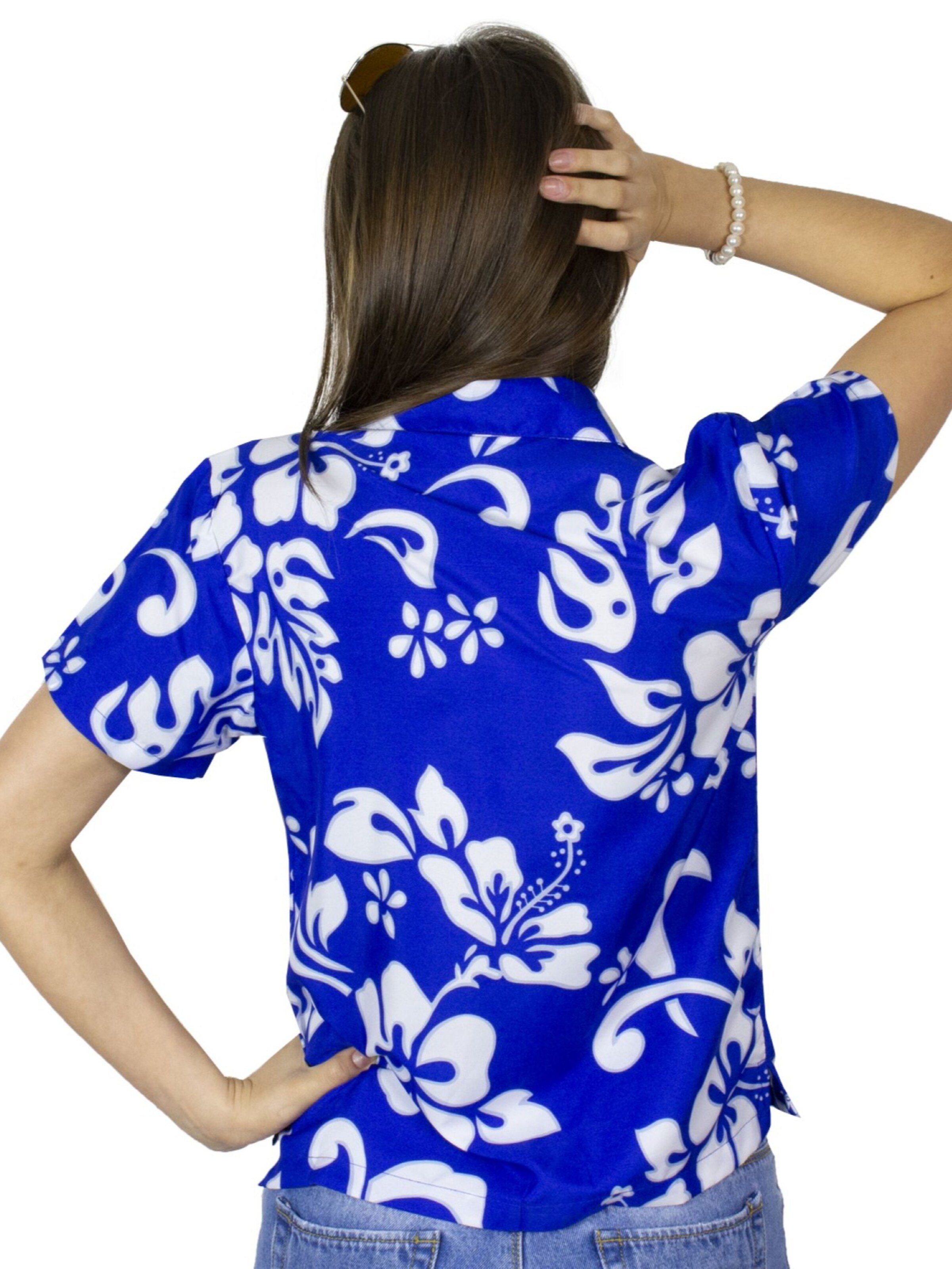 King Kameha Bluse 'Hibiscus' in Blau