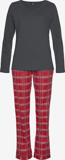 H.I.S Pyjamas i mörkgrå / rosa / röd, Produktvy