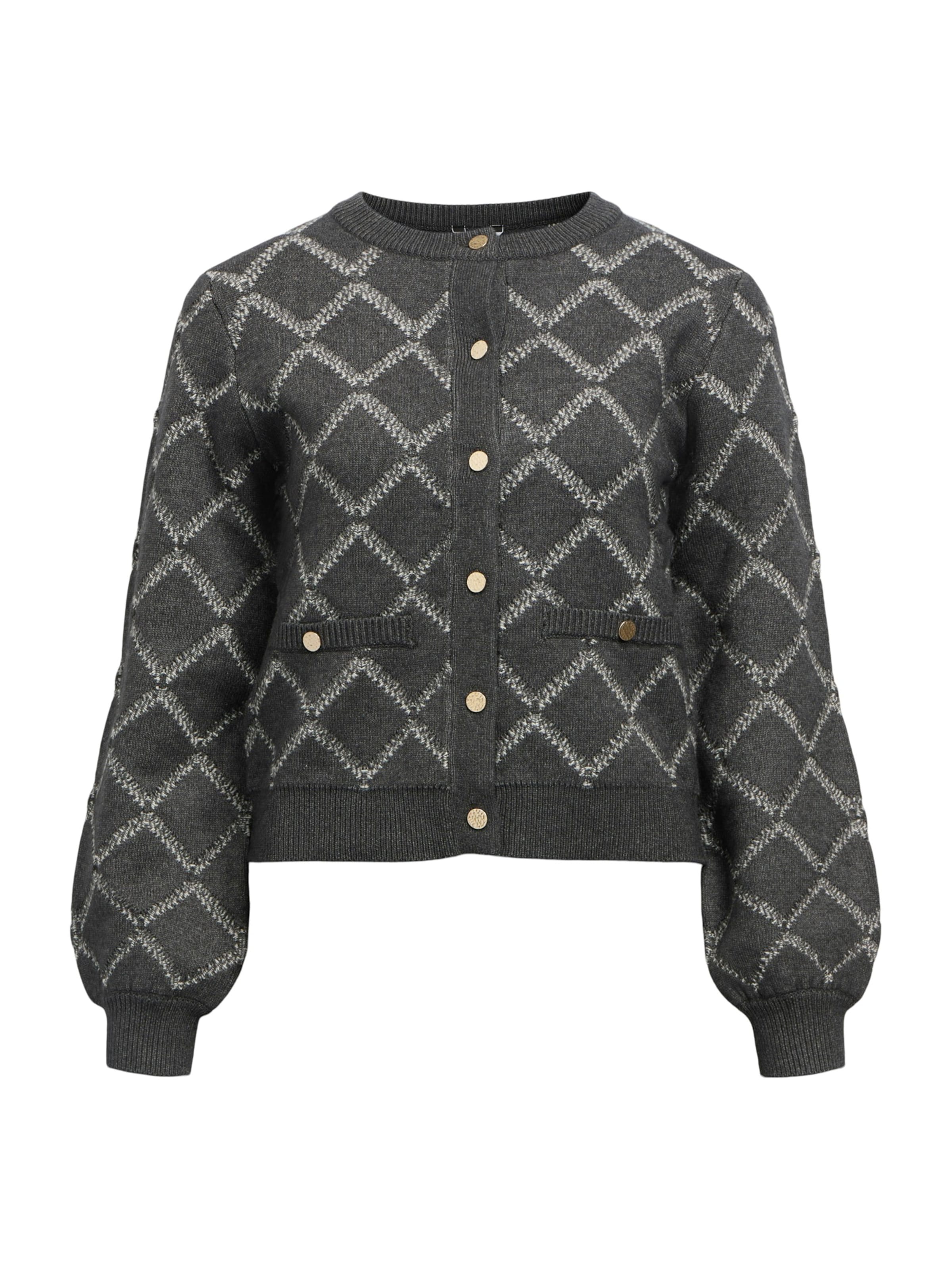 OBJECT Gebreid vest 'PILUNA' in Grijs: voorkant