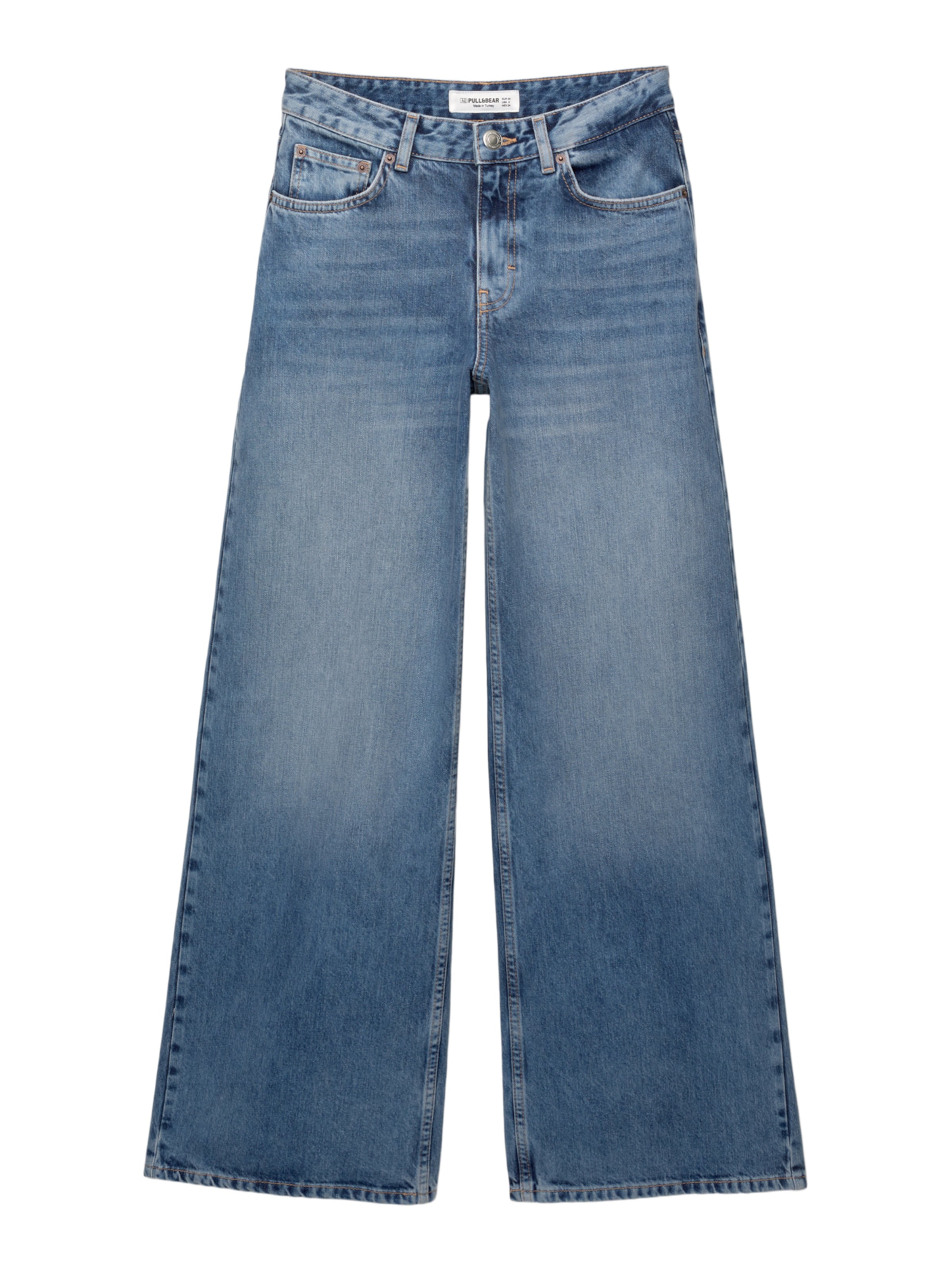 Pull&Bear Wide Leg Jeans in Blau: Vorderseite