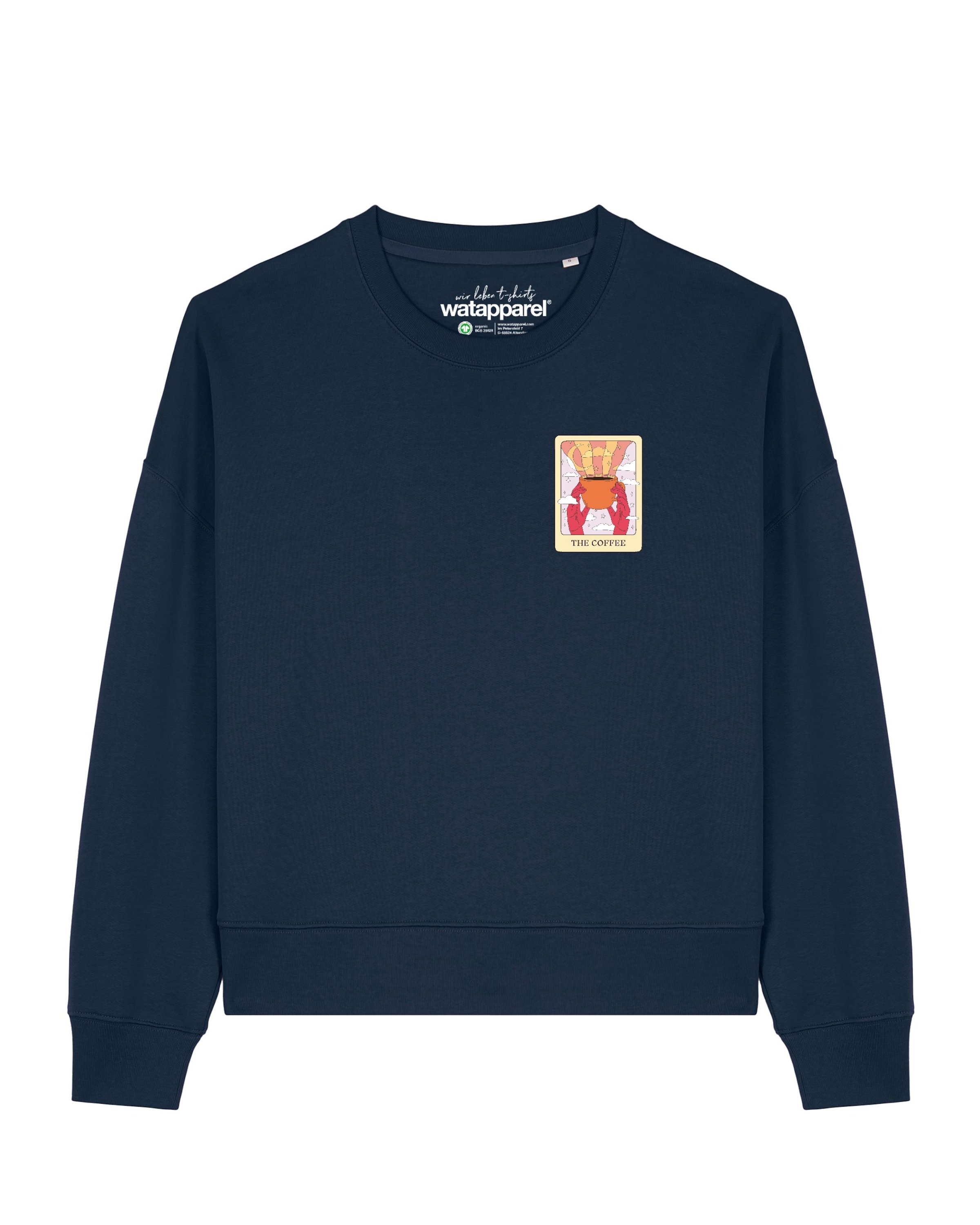 Sweat-shirt 'Tarot The Coffee ' Watapparel en bleu : devant