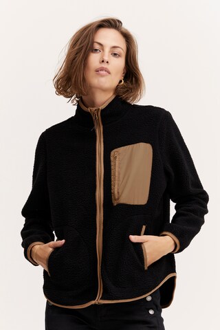 Fransa Fleece Jacket 'Mila' in Black: front