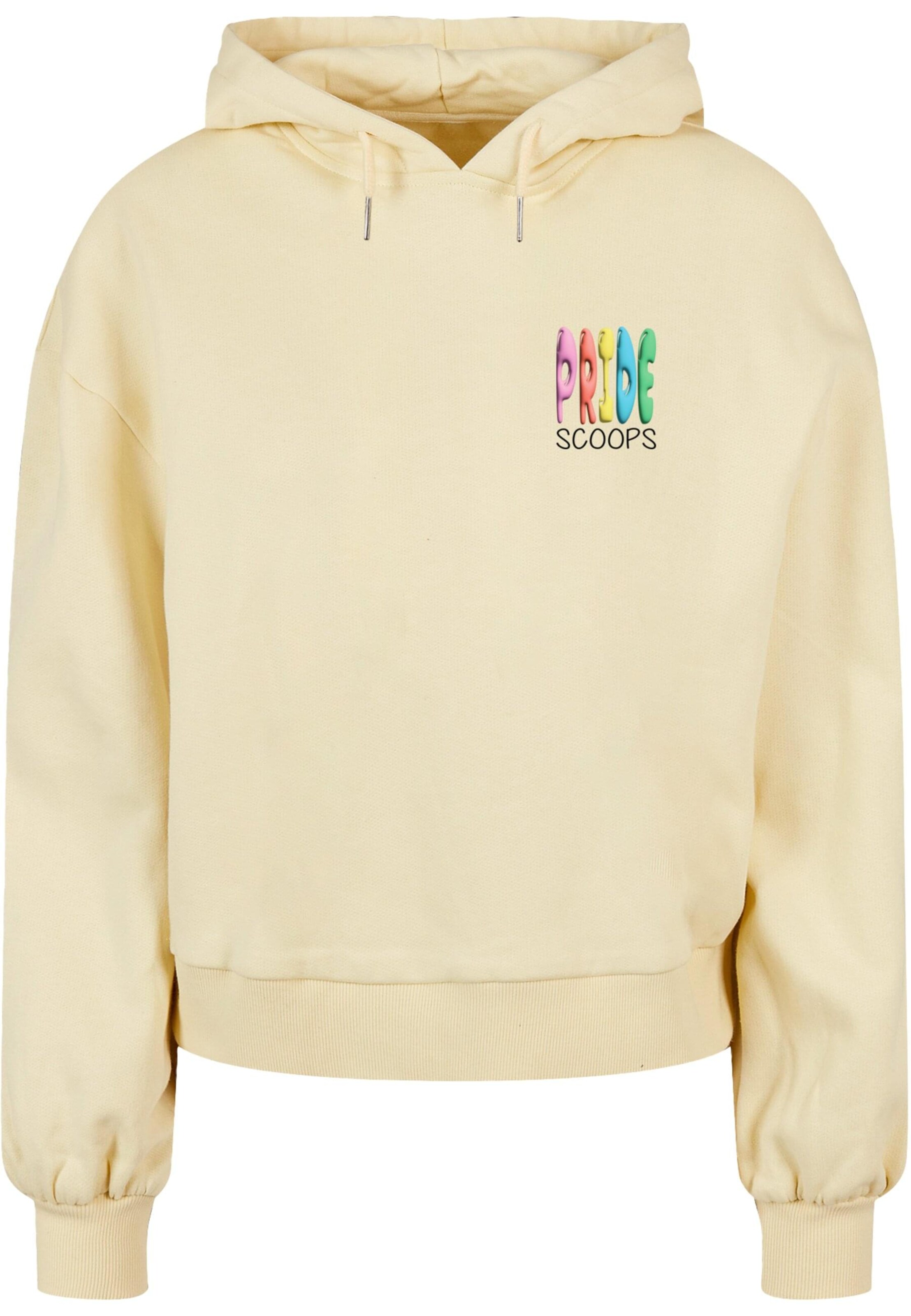 Merchcode Sweatshirt 'Pride Scoops' in Yellow: front