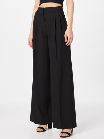 Sisley Wide leg Pleat-Front Pants in Black: front