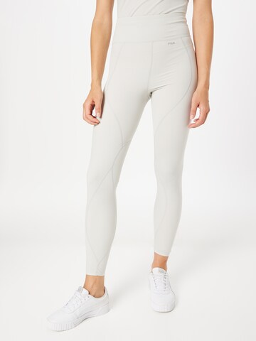 FILA Skinny Workout Pants in White: front