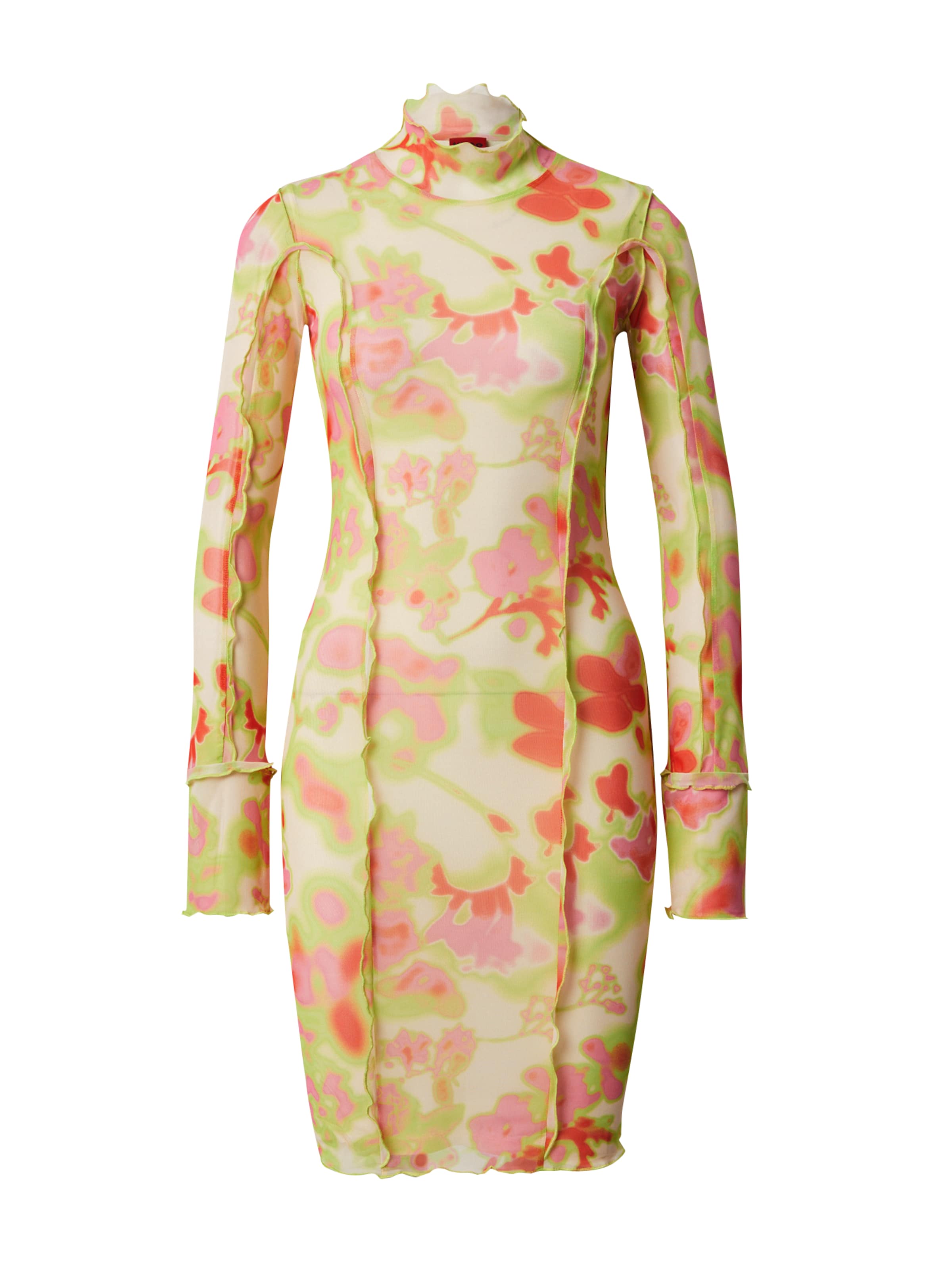 HUGO Kjole 'Naviola' i siv / lyserød / rød, Produktvisning