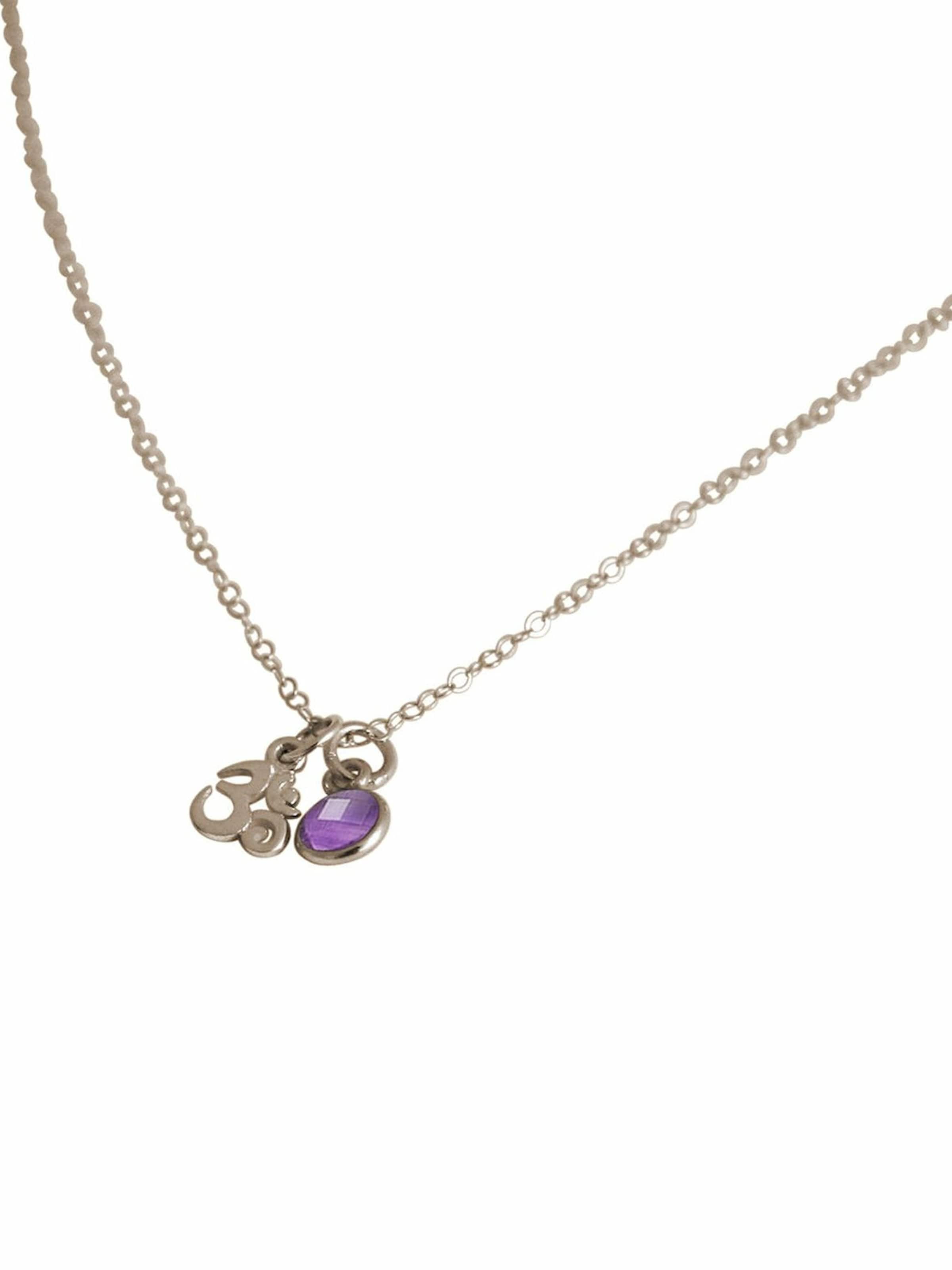 Gemshine Necklace 'Yoga Meditation Ohm' in Silver