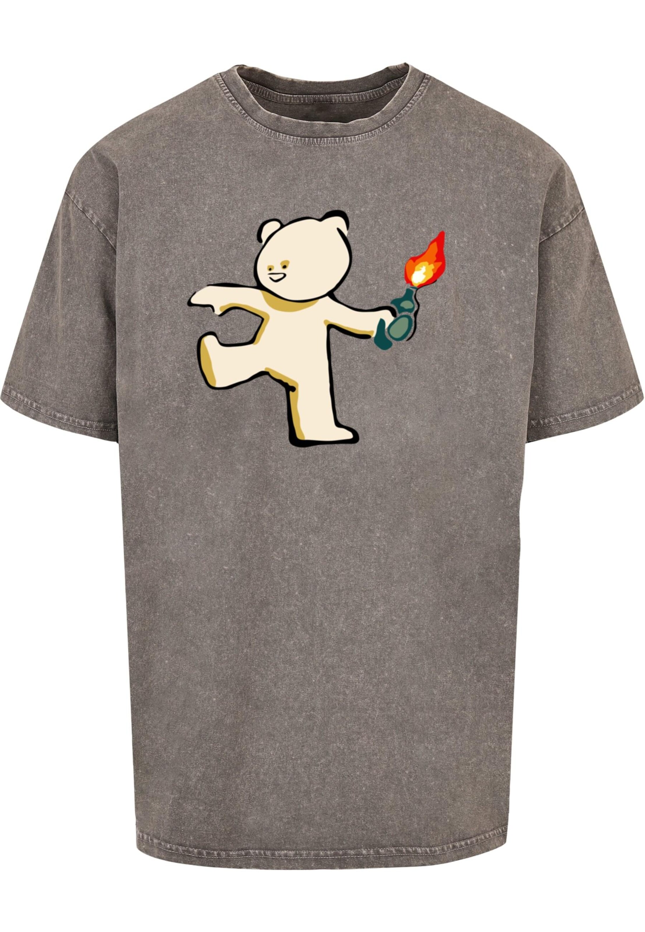 Merchcode Shirt 'Molotov Teddy' in Grijs: voorkant