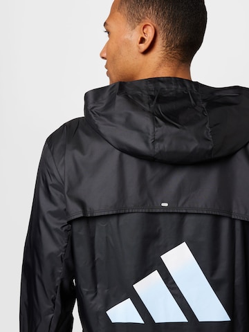 ADIDAS PERFORMANCE Athletic Jacket 'Run Icons 3 Bar Logo' in Black