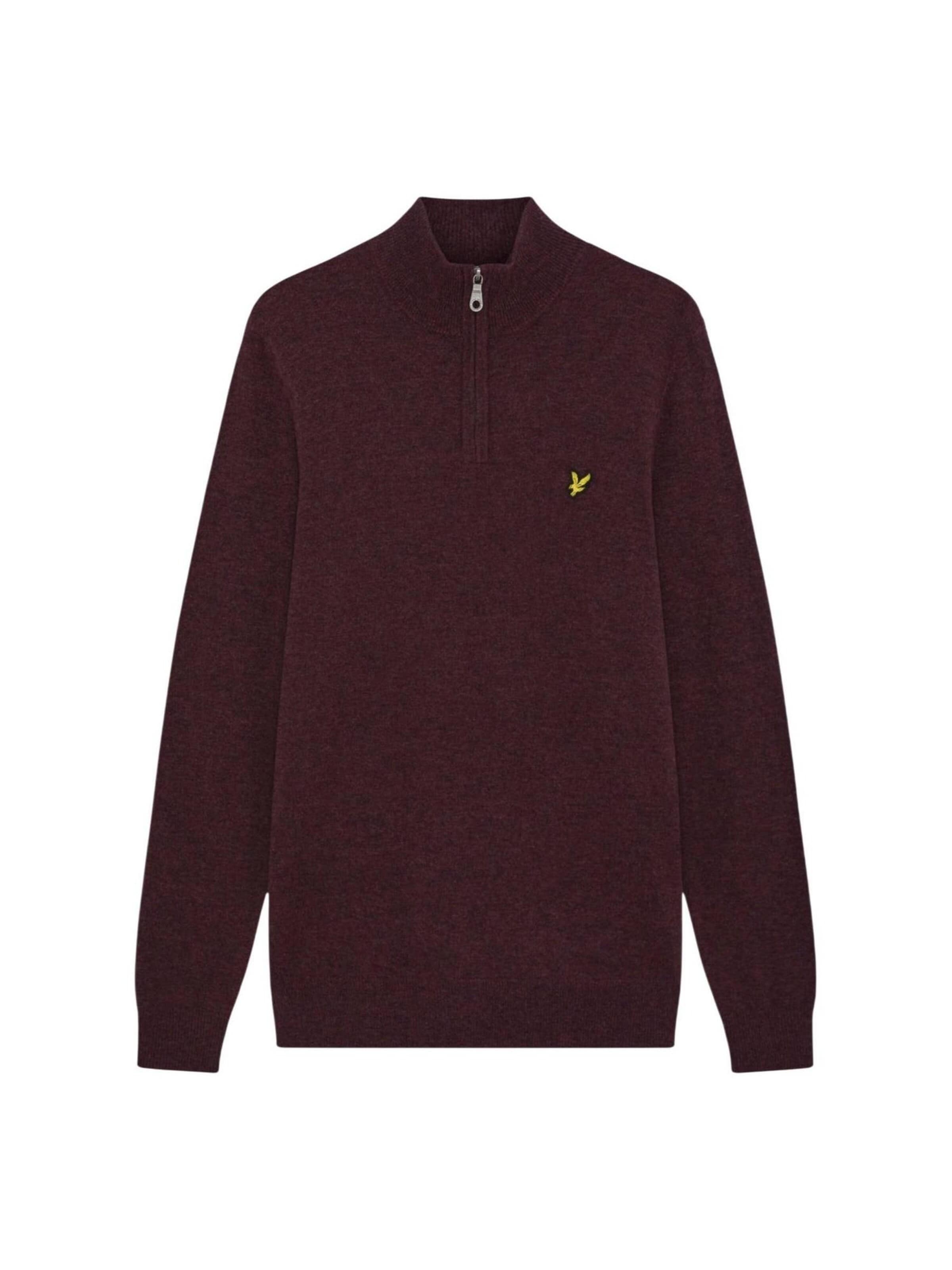 Lyle & Scott Tröja 'Cotton Merino Quarter Zip Jump 263MLSKN2112VC' i röd