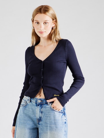 Superdry & Co Strickjacke 'ESSENTIAL' in Blau: Vorderseite
