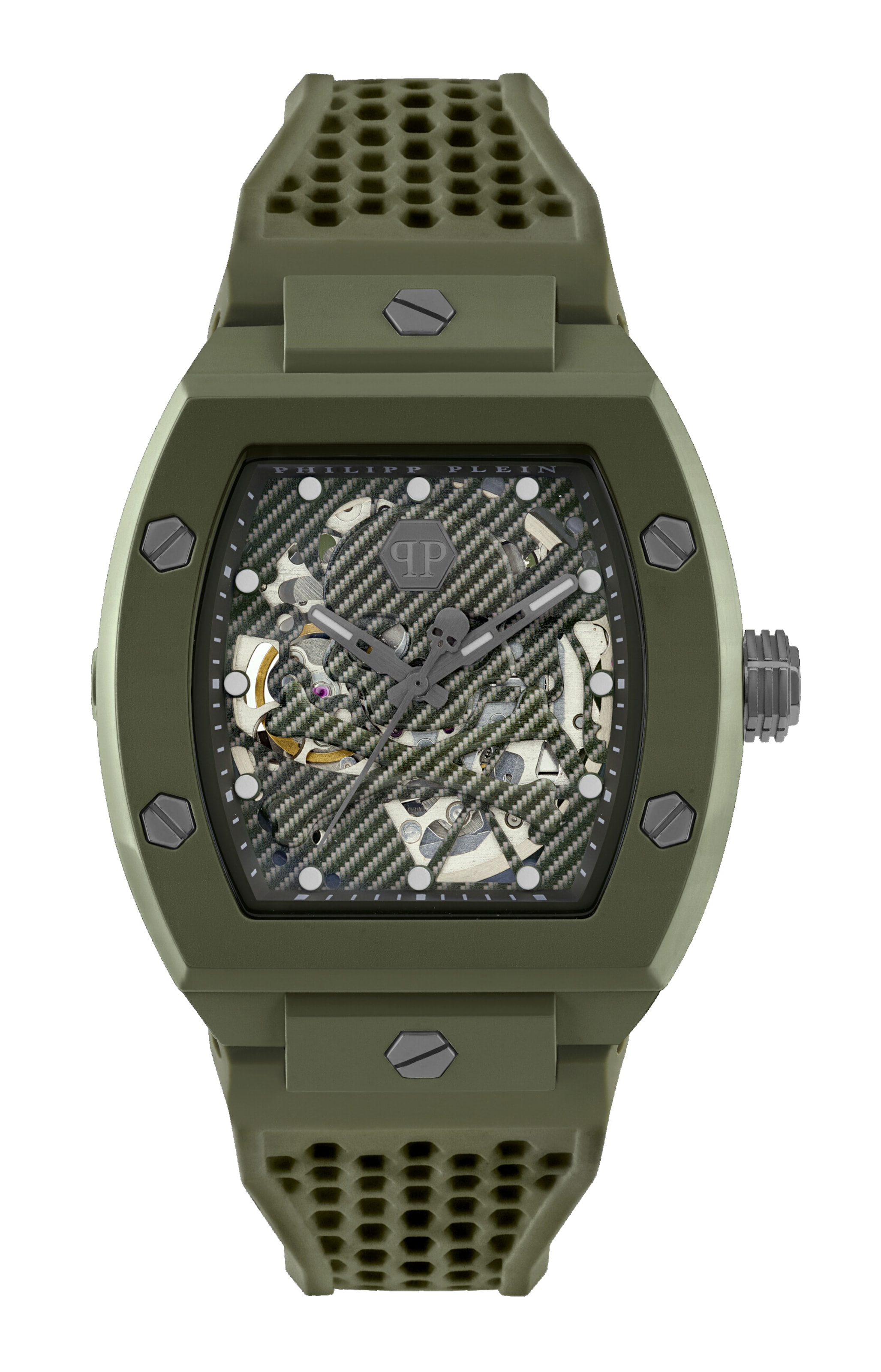 Montre à affichage analogique 'The Skeleton' Philipp Plein Watches en vert : devant